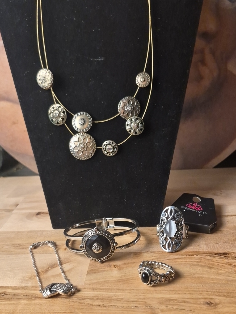 Paparazzi Silver and Black Mixed-Metal Necklace Set